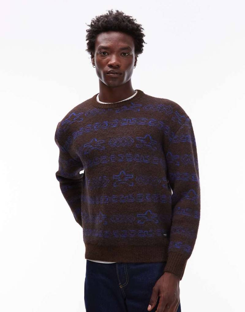 Element - Shoreton - Strickpullover in Dunkelblau gestreift mit Logo von Element
