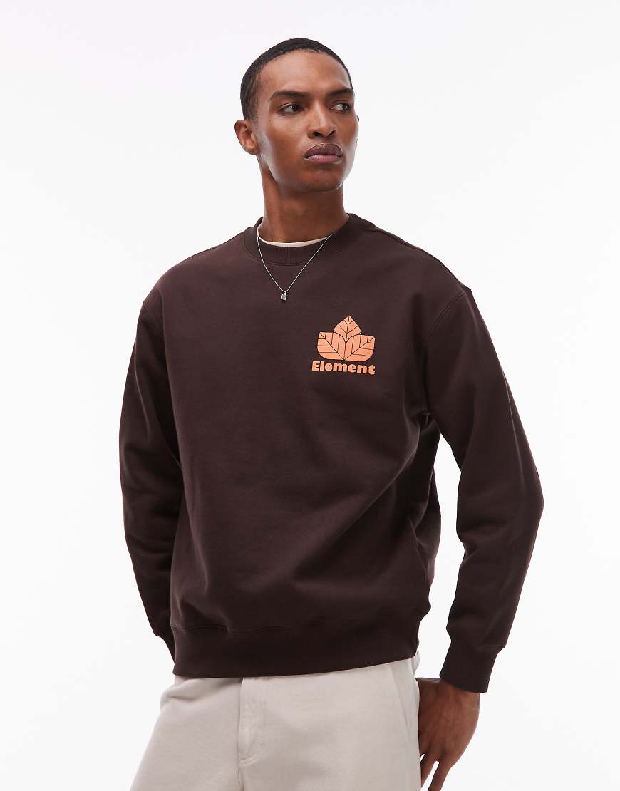 Element - Sporting - Sweatshirt in Braun mit Rückenprint-Brown von Element