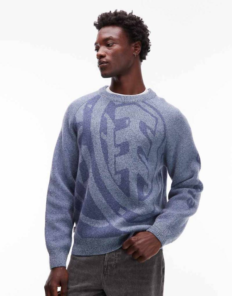 Element - Strickpullover aus Wollmischung in Blau mit doppeltem Logo von Element