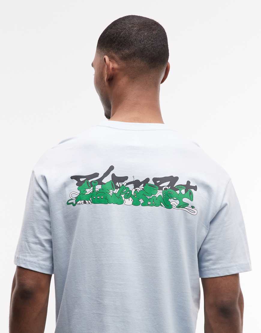 Element - T-Shirt in Hellblau mit Rückenprint-Rot von Element