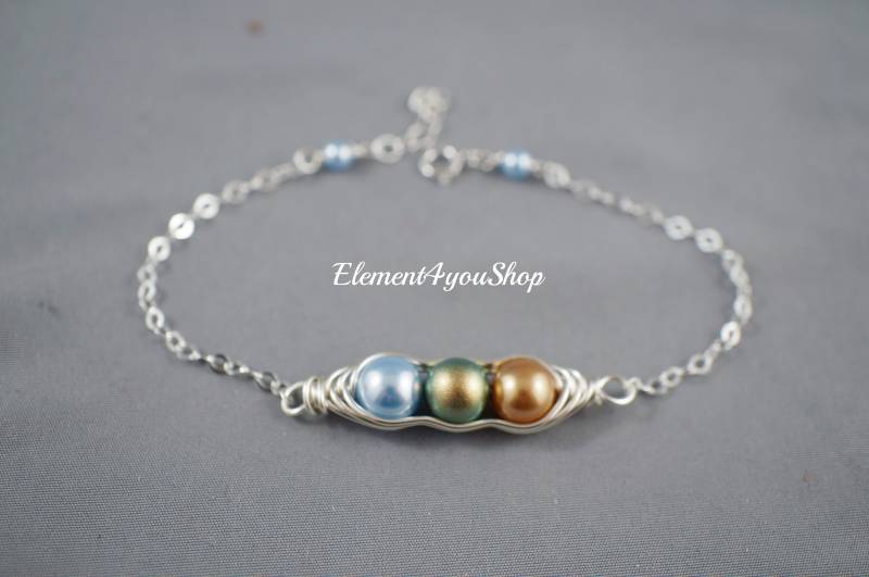 1-6 Erbsen in Schote Armband | Personalisiertes Geschenk Swarovski Perlen Wire Wrap Beste Freundin, Schwester, Mutter, Tochter Zwillingsschmuck von Element4YouShop