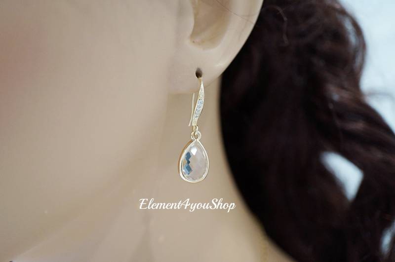 Braut Ohrringe | Klar Zirkon Kristall Teardrop Goldhochzeitsschmuck Einfaches Brautjungfer Party Geschenk Kurze von Element4YouShop