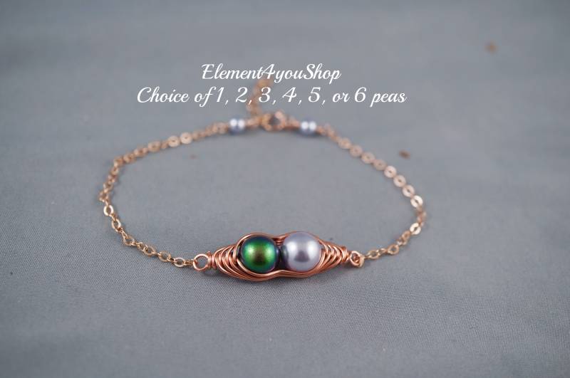 Erbsen in Der Schote Armband | 1-6 Rosegold Wire Wrapping Süße Geburtssteine Schmuck Geschenk Für Brautjungfer, Mutter, Schwester, Beste Freundin von Element4YouShop