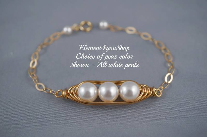 Erbsen in Einer Schote Armband | 1-6 Gold Draht Gewickelt Personalisiertes Geschenk Für Brautjungfern, Mütter, Schwestern Und Freunde Geburtsstein von Element4YouShop