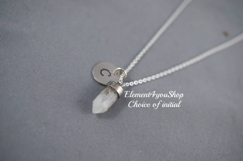 Erste Halskette | Personalisiertes Geschenk Mondstein Anhänger Sterling Silber Kette Hand Gestempelt Charme Jeden Tag Schmuck Geburtstag von Element4YouShop