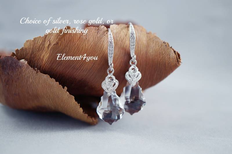 Braut Kristall Ohrringe | Swarovski Barock Tropfen Hochzeitsschmuck Klare Kristallohrringe Mutter Der Moh Geschenk Rose Gold von Element4you
