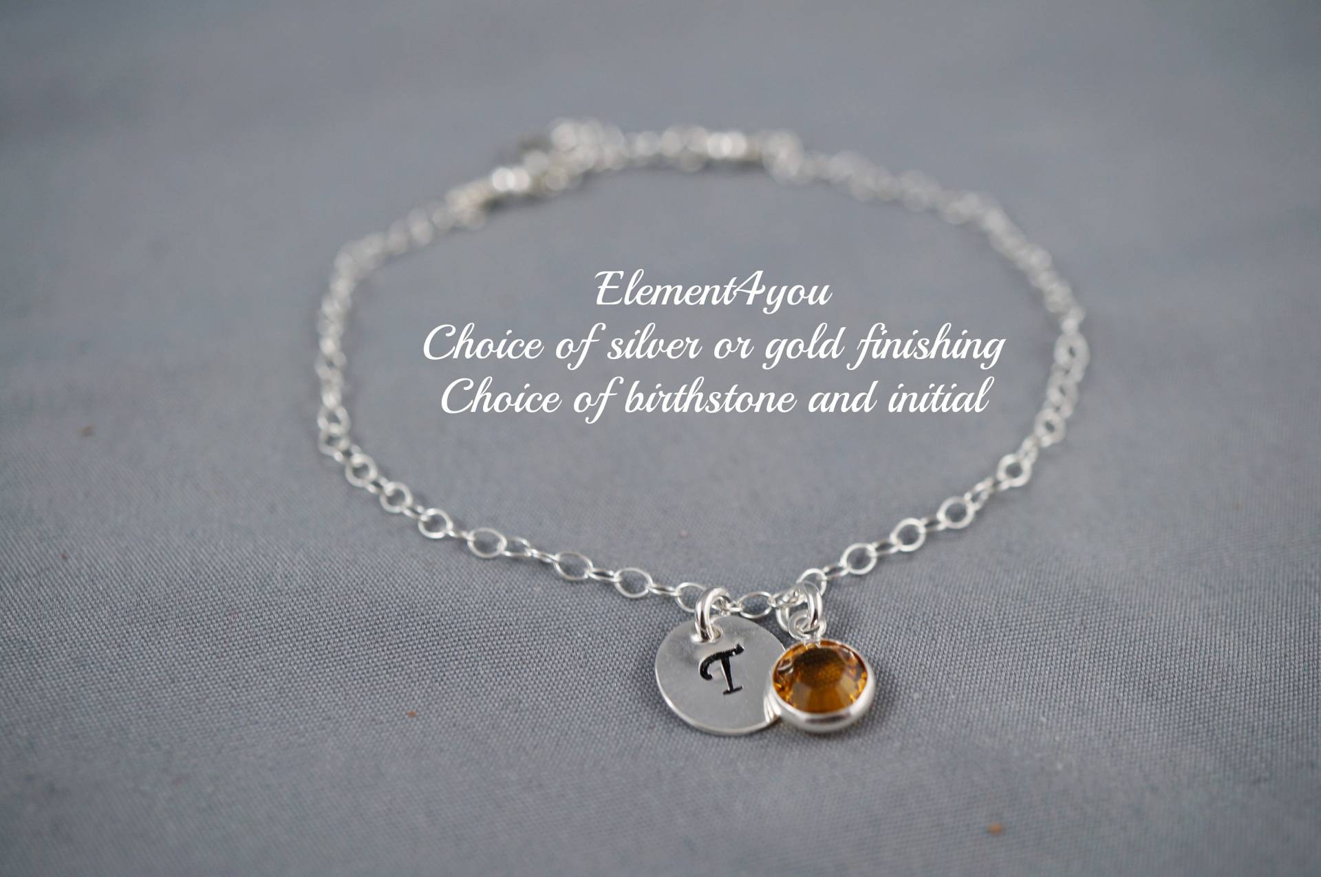 Geburtsstein Armband | Handgestempelte Initiale Swarovski Anhänger Sterling Silber Oder Gold-Gefüllte Kette Geburtstagsgeschenk Geschenk Für von Element4you