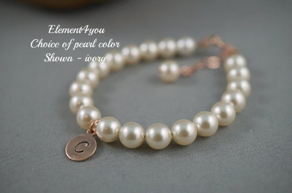 Heilige Kommunion Geschenk | Kind Initial Charm Armband Hochzeit Blumenmädchen Schlichtes Taufgeschenk Personalisiertes von Element4you