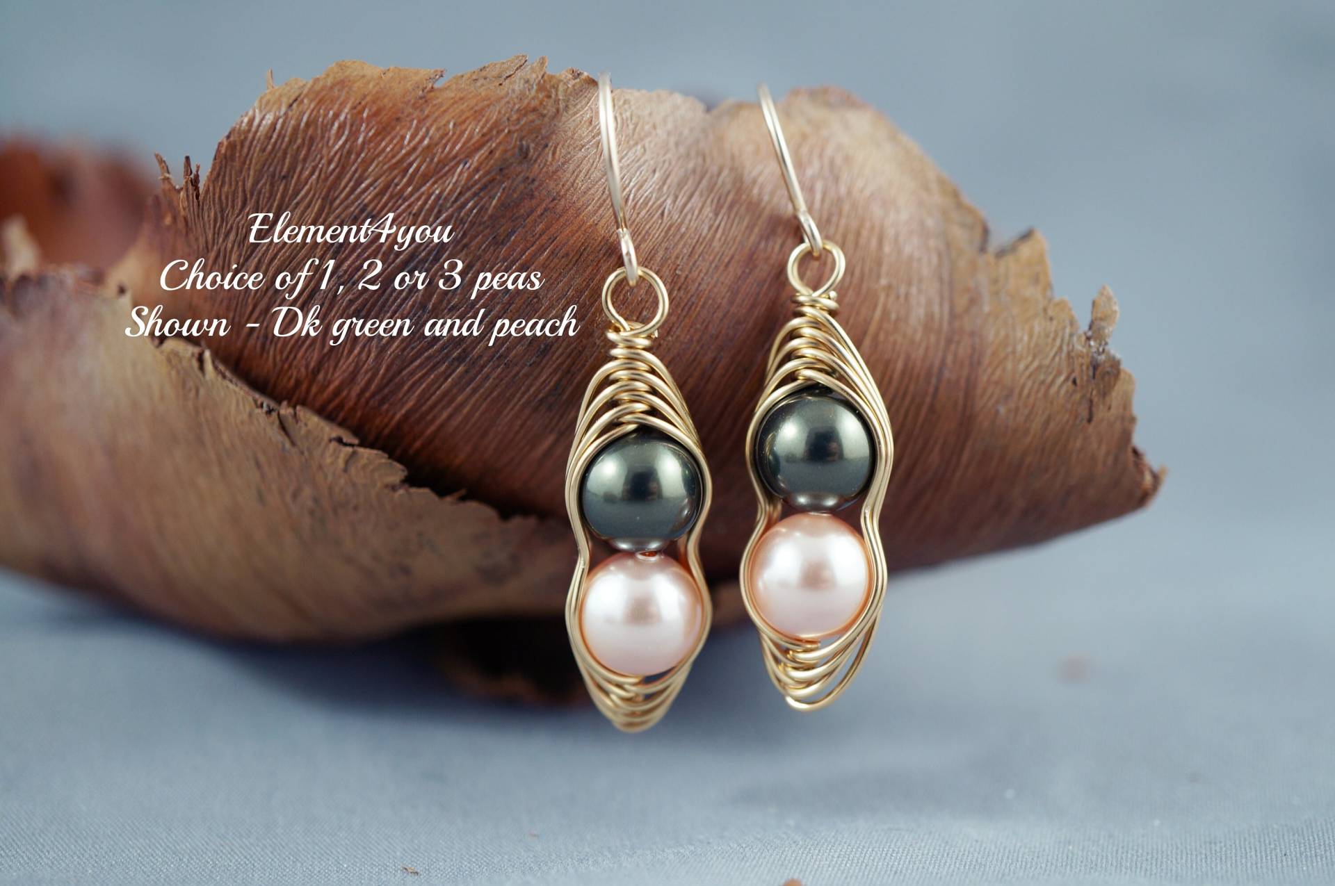 Ohrringe | Golddraht Gewickelt Einzelperle Ohrringe Pfirsich, Grün, Elfenbein Perlen Brautjungfer Geschenk Erbse in Der Schote von Element4you