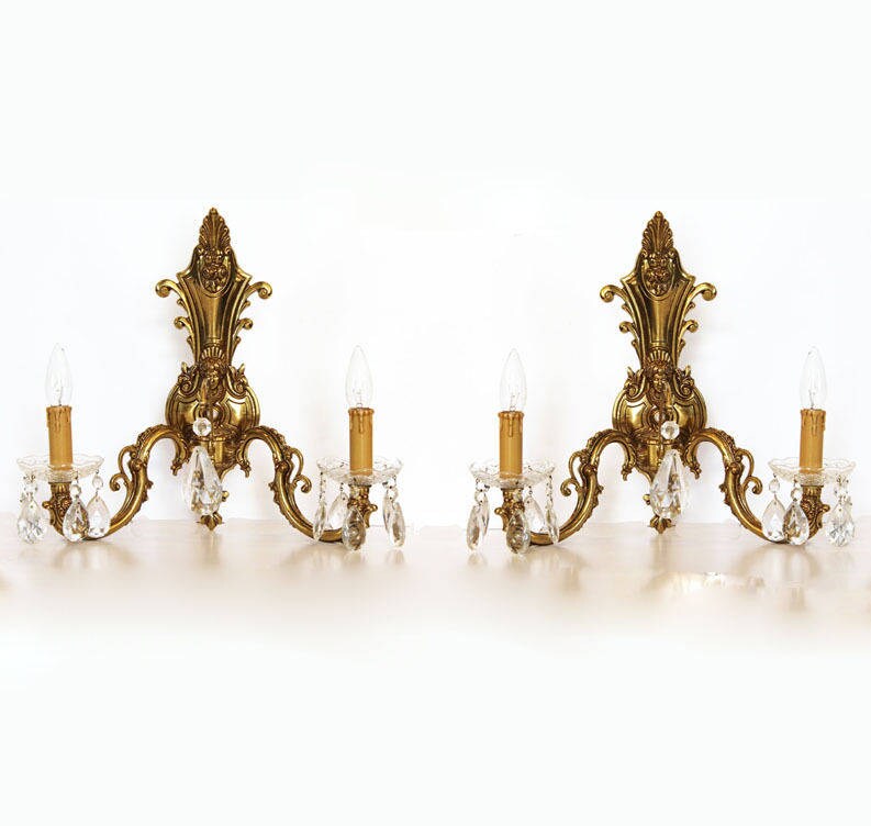 Antike Unglaubliche Paar Messing 2 Arm Wandleuchten Figürliche Wunderschöne Antike Unglaubliche Paar Messing 2 Arm Wandleuchten Figürliche Wunderschöne von ElementEsque