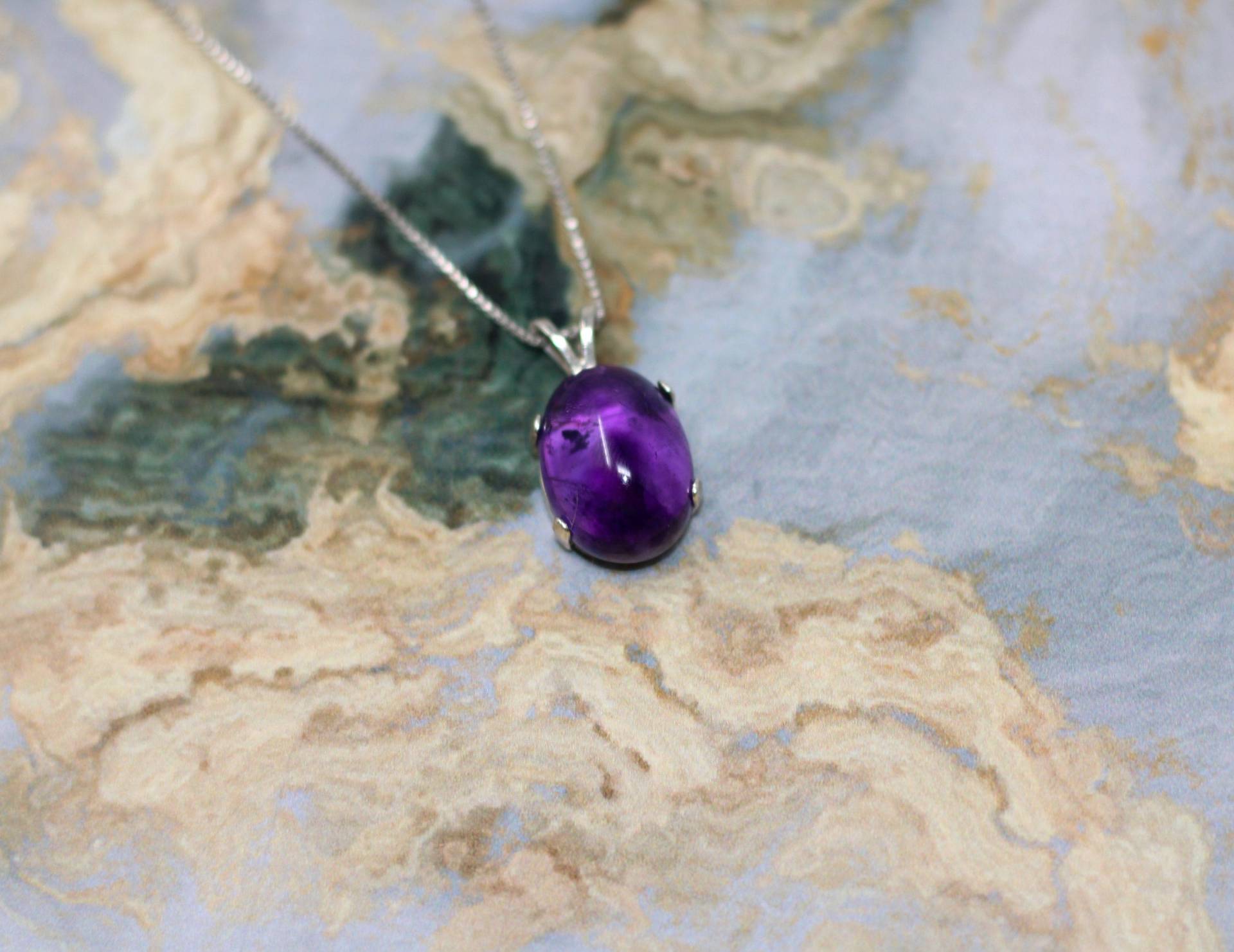 Kristall Amethyst Anhänger Halskette | Element Zen Februar Geburtsstein Halsketten Für Frauen Sterling Silber Damen von ElementZen