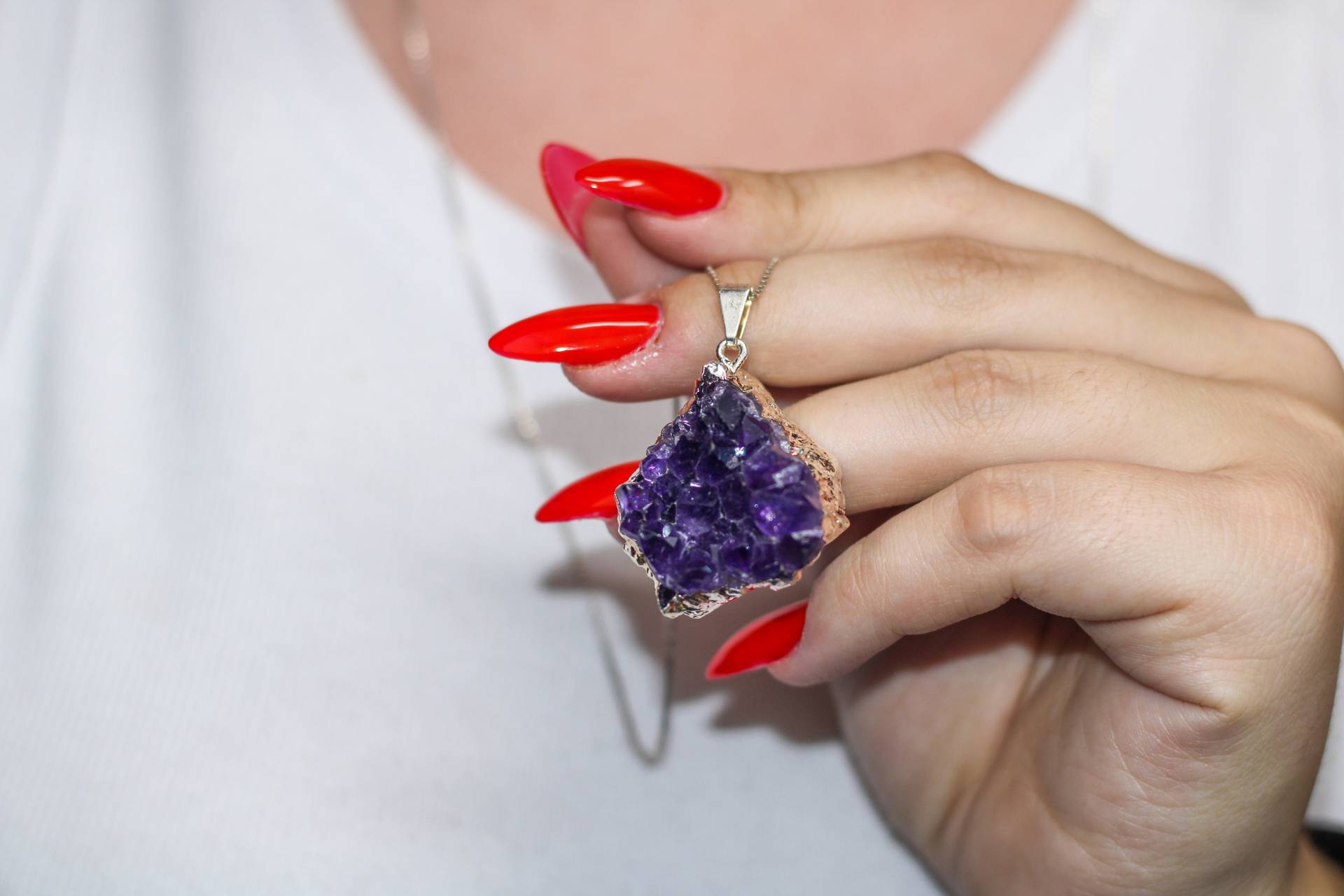 Rohe Amethyst Halskette | Druzy Kristall Amethyst-Kristall-Halskette Für Frauen von ElementZen