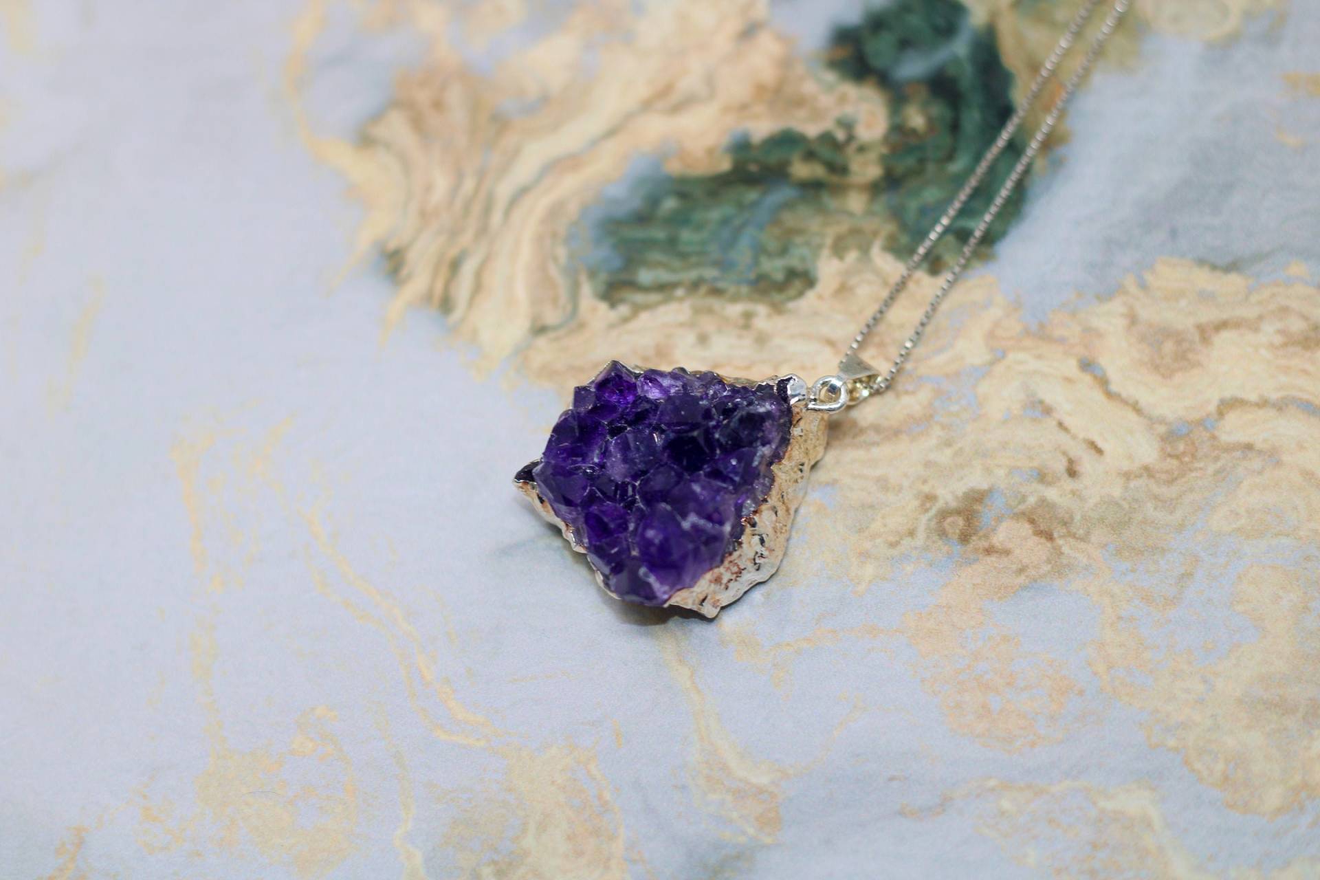 Rohe Kristall Druzy Amethyst Halskette | Lila Für Frauen Natürlicher von ElementZen