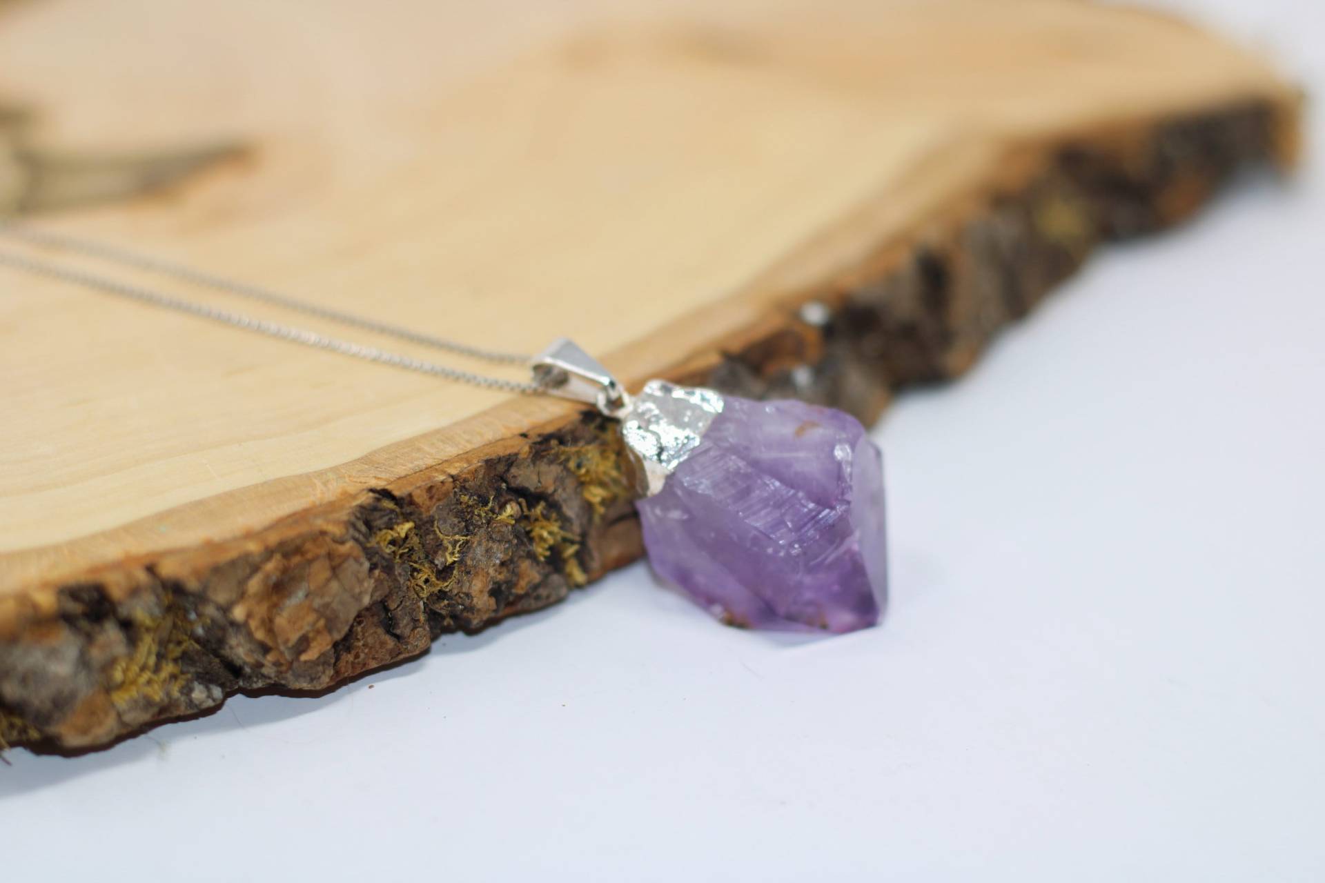 Rohe Amethyst-Kristallhalskette | Element Der Zen Amethyst Halskette Für Männer Silber Echte Kristall Rohe Amethyst-Kristallhalskette | Element Der Zen Amethyst Halskette Für Männer Silber Echte Kristall von ElementZen