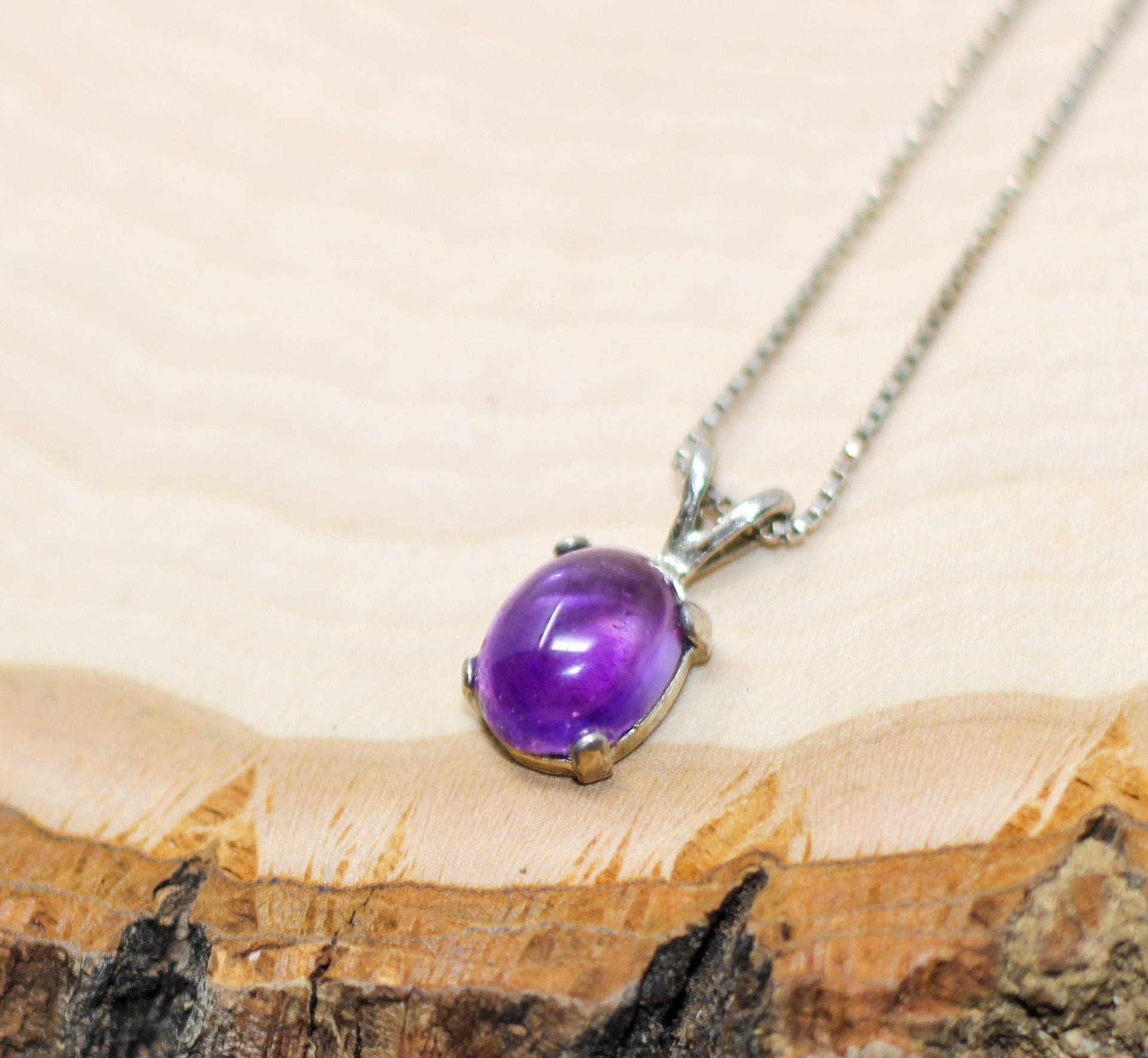 Zierliche Amethyst Kristall Halskette | Februar Geburtsstein Für Frauen 925 Sterling Silber Damen Natürliche Heilung von ElementZen