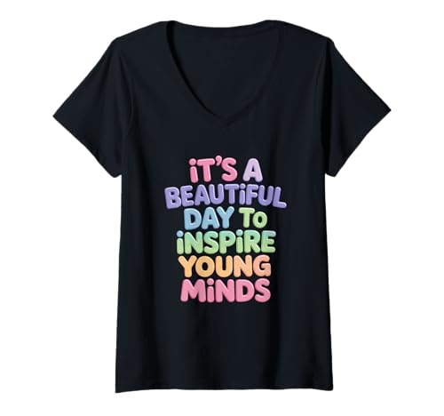 Damen EIN schöner Tag inspiriert die Lehrerin für Bildung junger Menschen T-Shirt mit V-Ausschnitt Damen EIN schöner Tag inspiriert die Lehrerin für Bildung junger Menschen T-Shirt mit V-Ausschnitt von Elementary Educator Student Motivation Learning