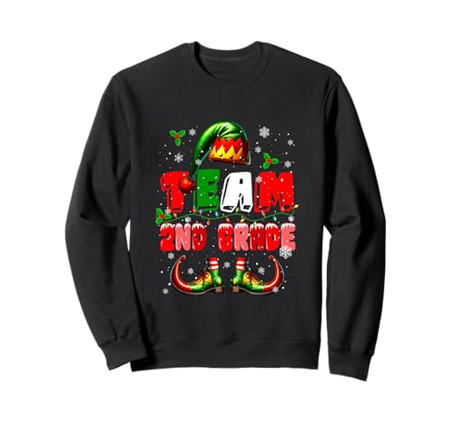 Team 2. Klasse Weihnachten Elf Kostüm Lehrer Schüler Kinder Sweatshirt von Elementary School Christmas Costume