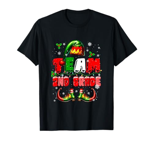 Team 2. Klasse Weihnachten Elf Kostüm Lehrer Schüler Kinder T-Shirt von Elementary School Christmas Costume