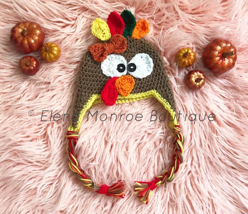 Gehäkelte Truthahn Hut Thanksgiving Photo Prop Mit Geflochtenen Quasten von ElenaMonroeBoutique