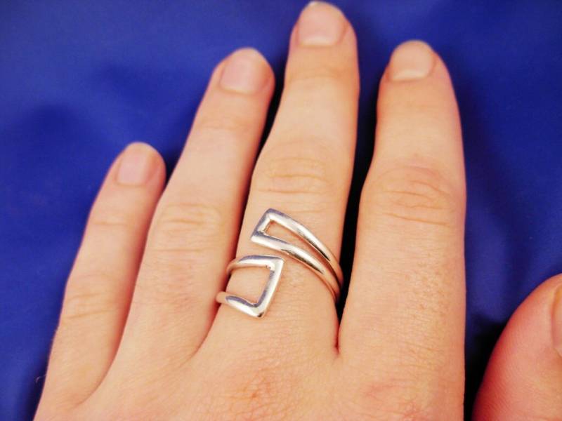 Handgemachter Verstellbarer Ring .sterling Silber Unisex Ring, "Rail" - Wickelring Elenade von ElenadE