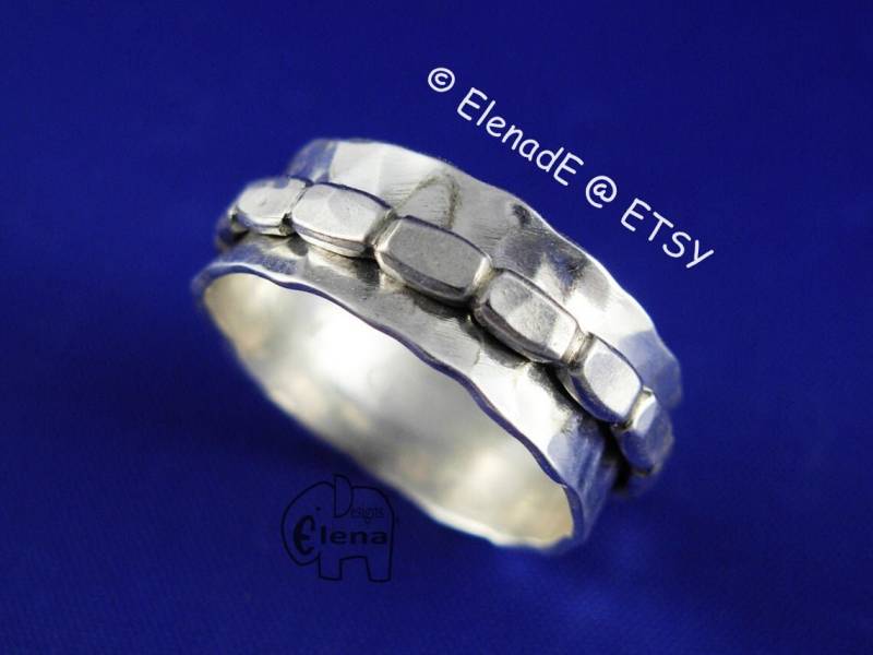 Kugeln Drehring Aus Gehämmertem Silber - Elenade von ElenadE