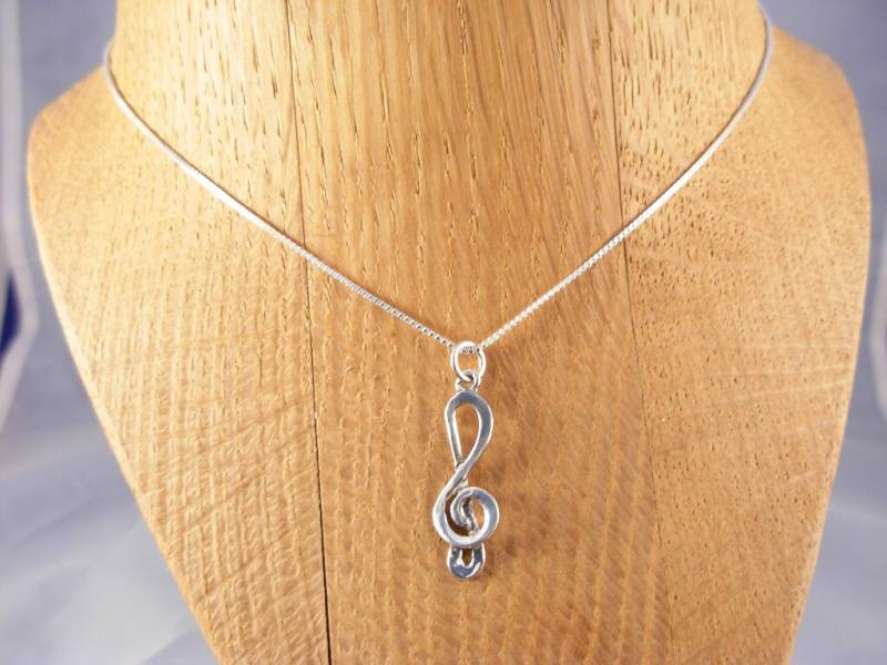 Violinschlüssel Anhänger Aus Sterling Silber An Kette - Musiknote Musikkette von ElenadE