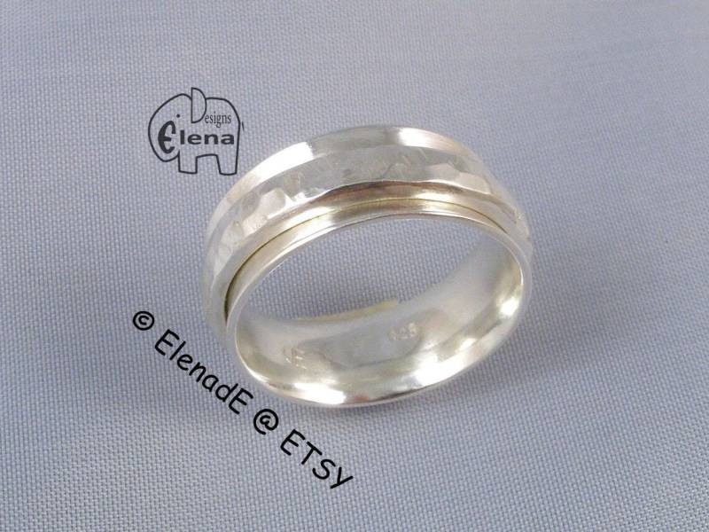 Spinnen Gehämmert Sterling Silber Ring. Drehring Aus Gehämmertem - Elenade von ElenadE