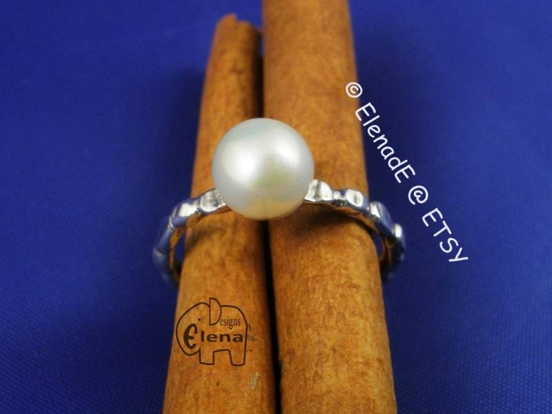 Weißer Silberring Mit Perle - Elenade von ElenadE
