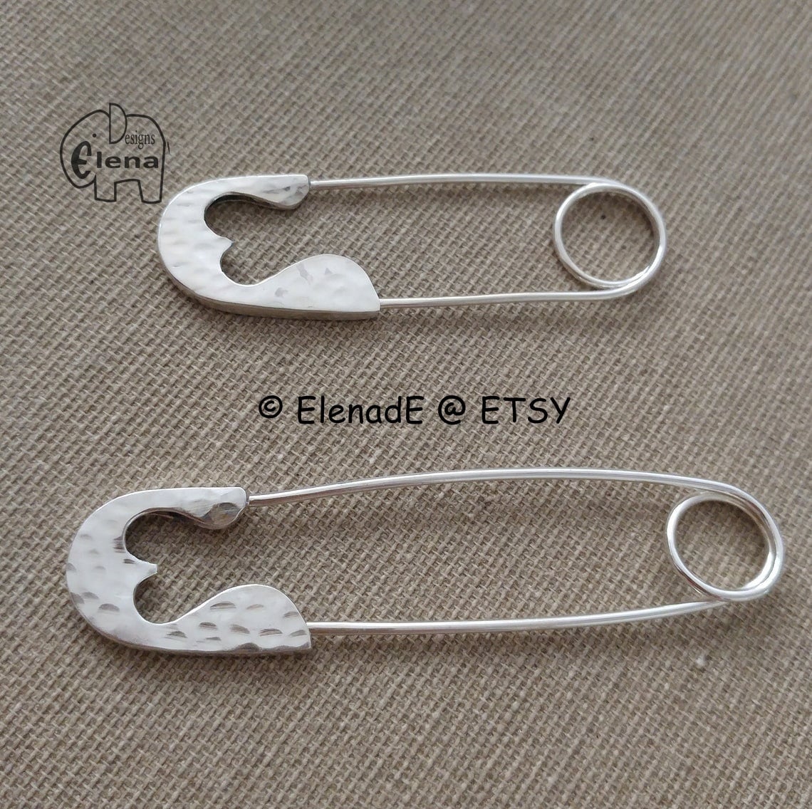 sterling Silber Große Sicherheitsnadel Brosche Mit Herz. Elenade von ElenadE