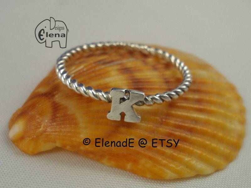 sterling Silber Initialisierter Ring - Elenade von ElenadE