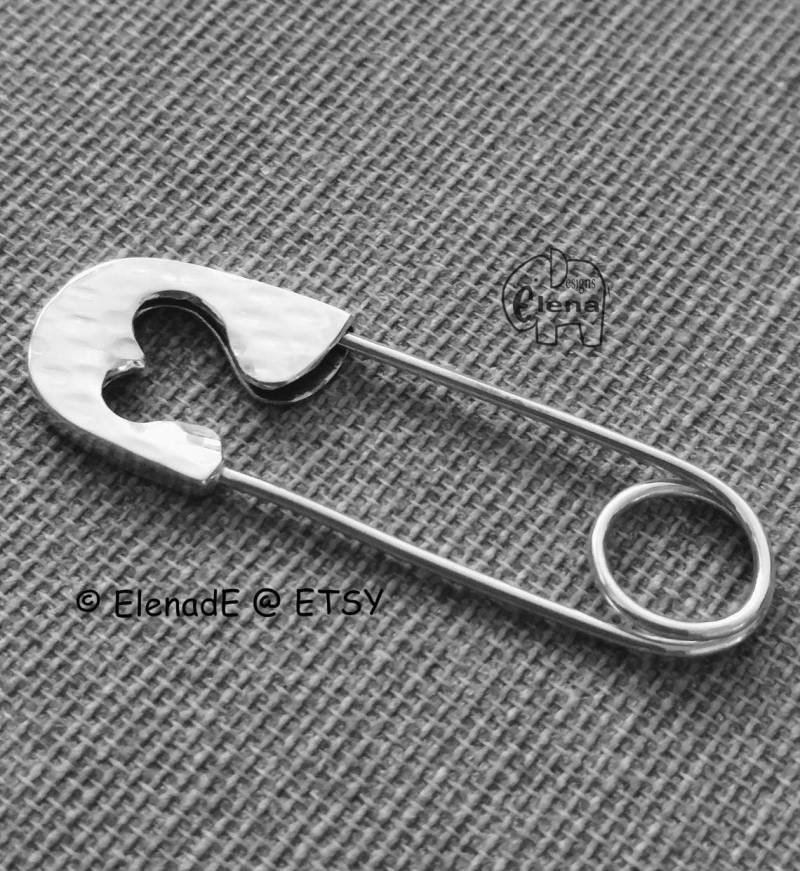 sterling Silber Sicherheitsnadel Brosche Mit Herz.charm Halter Minimalist Modern Elenade von ElenadE