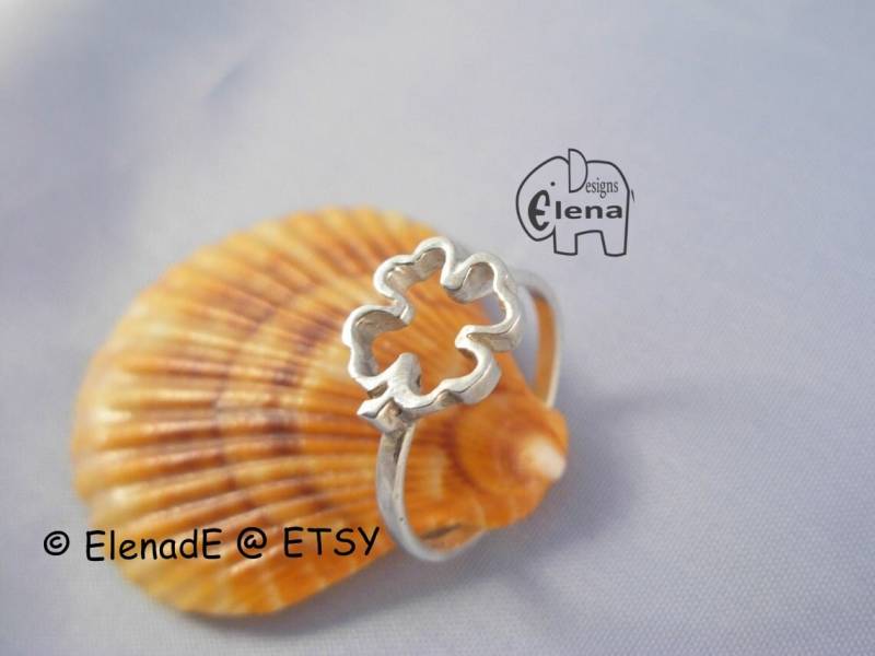 sterling Silber Vierblättriges Kleeblatt Ring-st Patricks Ring - Elenade von ElenadE