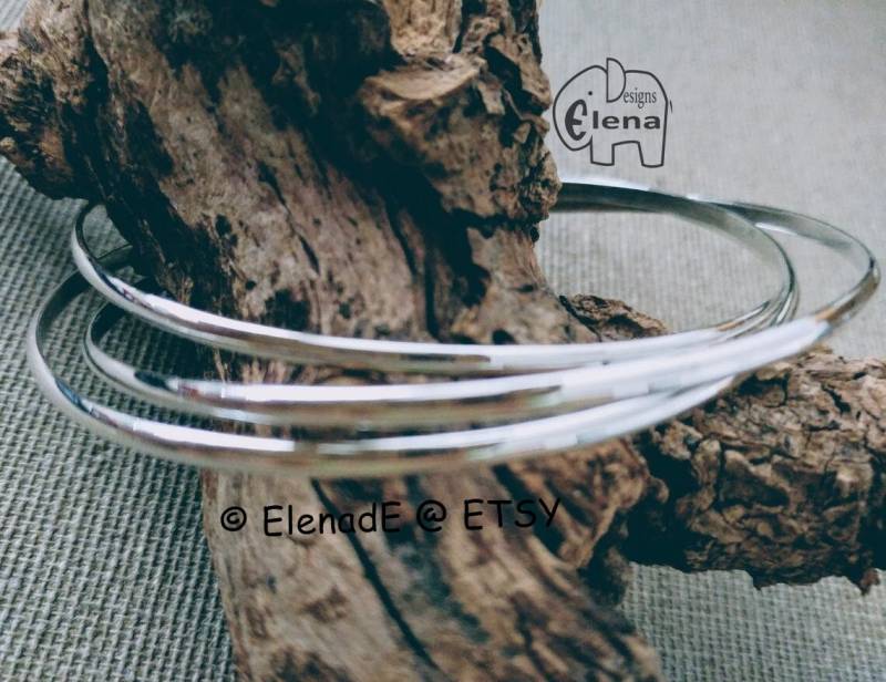 sterling Silber Armband Walze | 3 X 2, 5 Mm . Dreifach Ineinander Greifende Armreife - Elenade von ElenadE