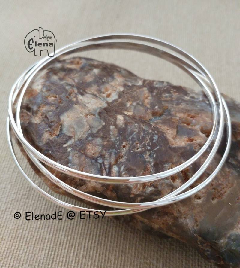 sterlingsilber-Armband, Rollend | 3 X 2 Mm. Dreifach Ineinandergreifende Armreifen | 3X2Mm - Elenade von ElenadE