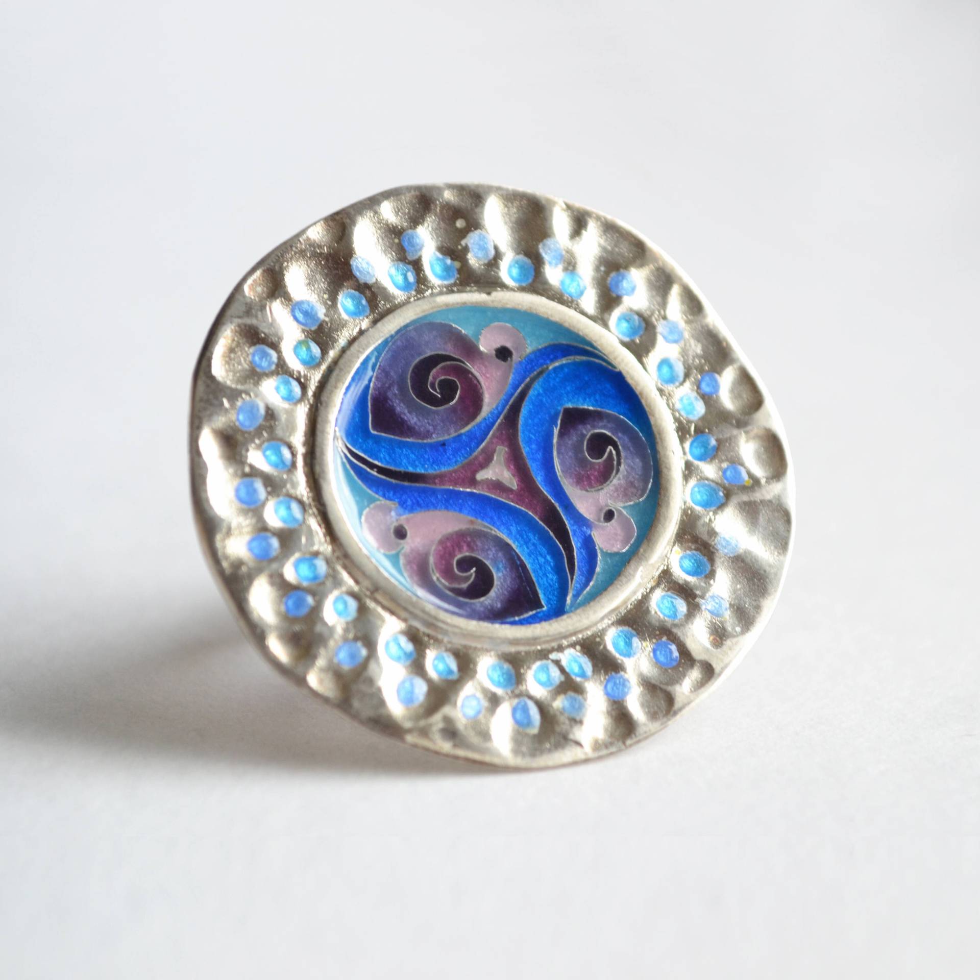 Aussagering, Cloisonné-Ring, Emaille-Ring, Silberring, Großer Ring, Cocktail-Ring, Boho Ring Aussagering, Cloisonné-Ring, Emaille-Ring, Silberring, Großer Ring, Cocktail-Ring, Boho Ring von ElenamelArt
