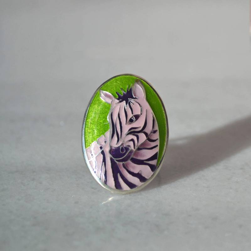 Zebra-Ring, Aussagering, Cloisonné-Ring, Emaille-Ring, Silberring, Tier-Ring, Cocktail-Ring Zebra-Ring, Aussagering, Cloisonné-Ring, Emaille-Ring, Silberring, Tier-Ring, Cocktail-Ring von ElenamelArt