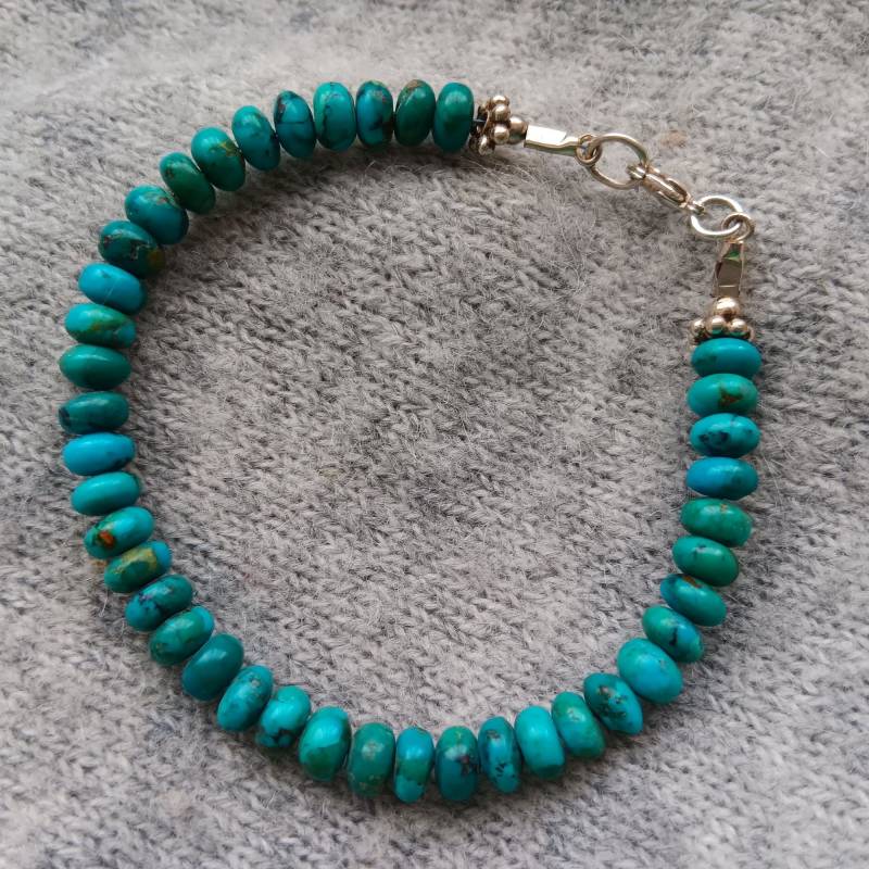 Echte Türkise Armband Unisex 5 X 3 Mm Rondelle, 925 Silber Karabiner. Edelsteinschmuck Echte Türkise Armband Unisex 5 X 3 Mm Rondelle, 925 Silber Karabiner. Edelsteinschmuck von ElenasSchmuckstudio