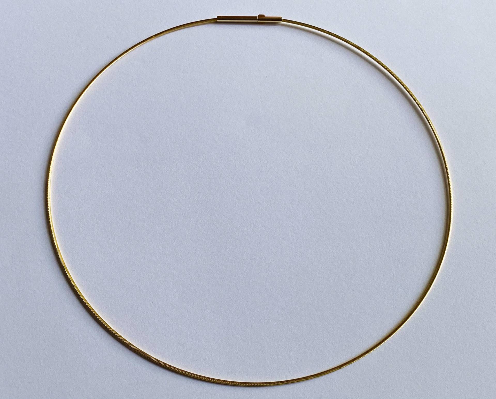 Goldener Edelstahl Halsreif, 1 Feines Ø 0, 54mm Schmuckseil, Doppelclipverschluss, Flexible Formstabile Juwelierqualität, Leichte Handhabung von ElenasSchmuckstudio