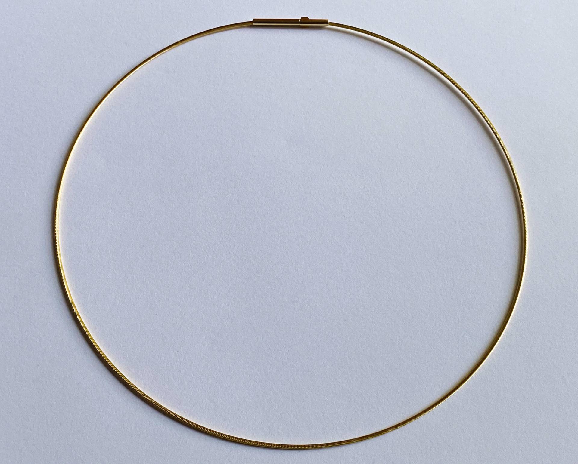 Goldener Edelstahl Halsreif, 1 Feines Ø 1mm Schmuckseil, Doppelclipverschluss, Flexible Formstabile Juwelierqualität, Leichte Handhabung von ElenasSchmuckstudio