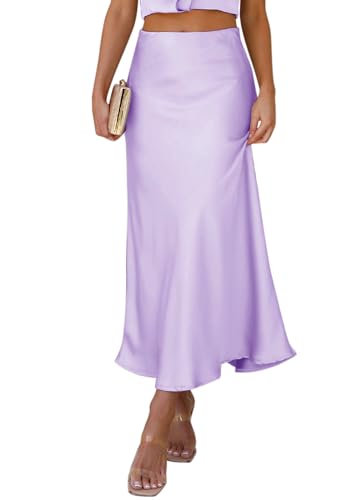 Elenint Damen Eleganter Bodycon Rock Glatte Seide Satin Hohe Taille Midi Lange Röcke Elastisch Fischschwanz Rock Party Cocktail von Elenint