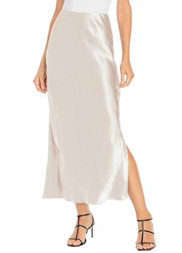 Elenint Damen High-End Bodycon Rock Glatte Seide Satin Hoch Taillierte Röcke Midi Lange Split Rock Party Cocktail von Elenint