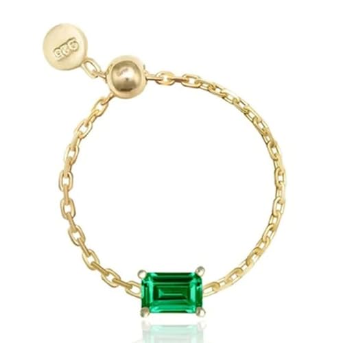 Elenza 925 Silber Ring mit Smaragdgrünem Rechteckiger Stein von Elenza AMS