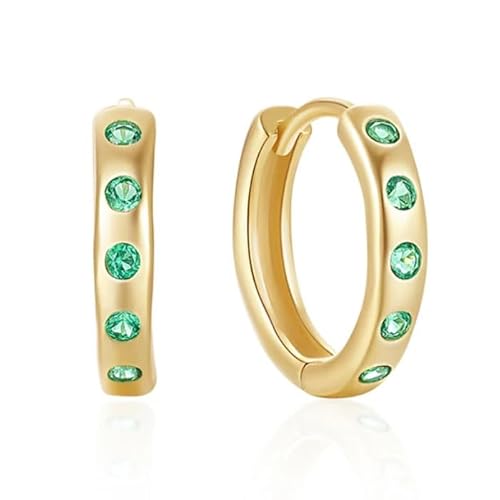 Elenza Gold Hoop Ohrringe mit Grünen Kristallen von Elenza AMS