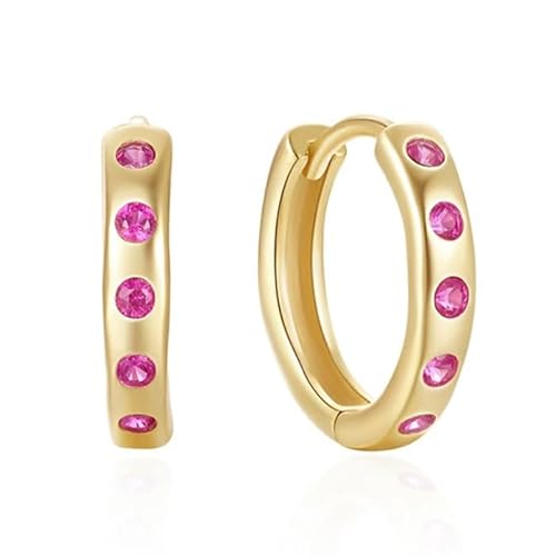 Elenza Gold Hoop Ohrringe mit Rosa Kristallen von Elenza AMS