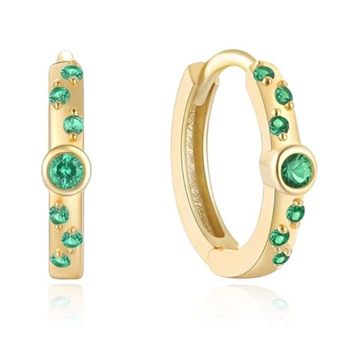 Elenza Goldfarbene Hoop Ohrringe mit grünem Zirkonia von Elenza AMS