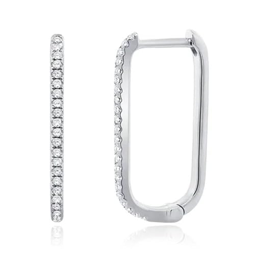 Elenza Silberfarbene rechteckige Ohrringe mit Zirkonia von Elenza AMS