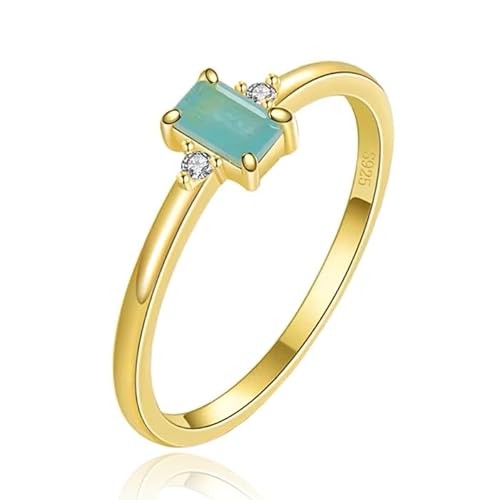 Elenza Silberring mit Smaragdstein und Zirkonia, vergoldet mit 18k Gold Plating-17mm von Elenza AMS