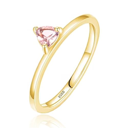 Elenza Silberring mit dreieckigem rosa Stein, vergoldet mit 18k Gold Plating-19mm von Elenza AMS