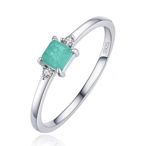 Elenza Sterling 925 Silber Ring mit rechteckigem grünem Stein und Zirkonia-17mm von Elenza AMS