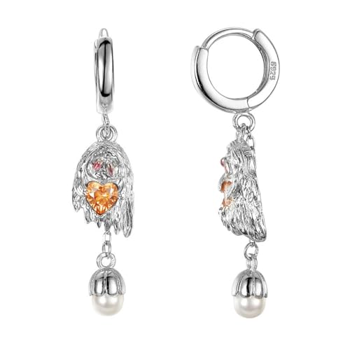 Damen Ohrringe, Silber 925 Ohrring Cute Ghost Anhänger Mit Perlen Ohrringe Gold Echt Silber Geburtstag Valentinstag Geschenck von Elepadaki